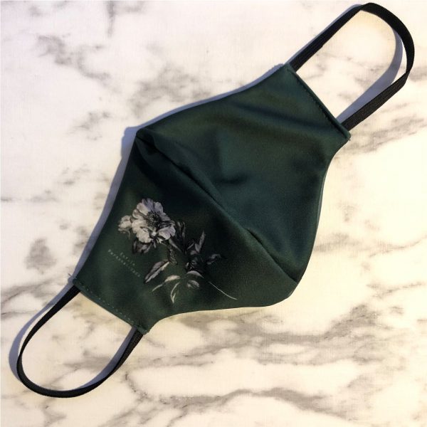Cubre boca Verde militar Flor