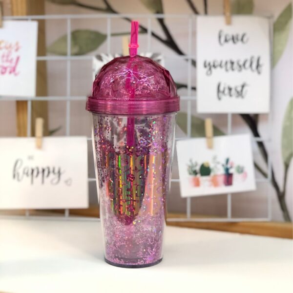 Vaso Alto Acrilico Glitter Pink