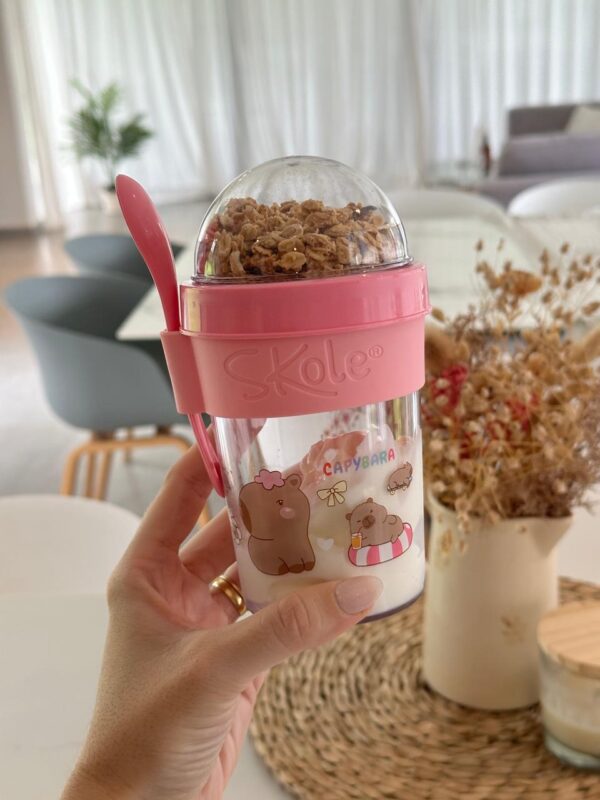 Vaso Contenedor Yogurt & Cereales (Rosa) - Imagen 5