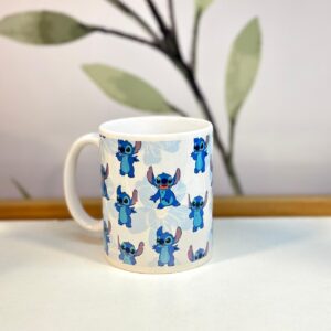 Taza Stitch fondo flores
