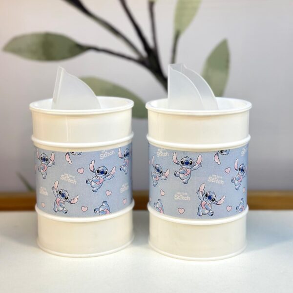 Set de Latas Stitch (Fondo Corazones)
