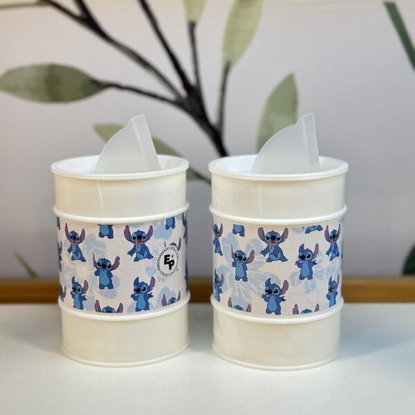 Set de Latas Stitch (Fondo Flores)